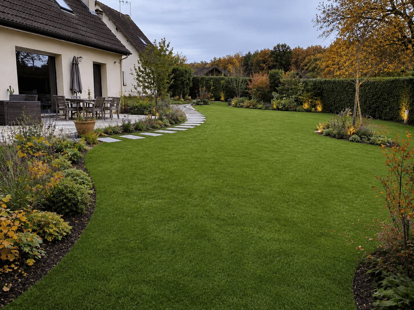 Rénovation complète d’une pelouse après travaux